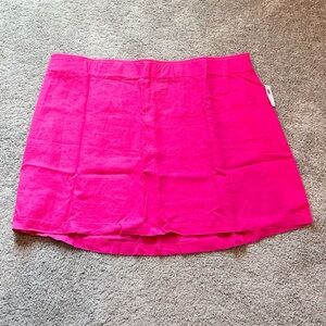 High Waisted Linen Blend A-Line Skirt